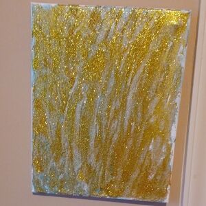 Abstract Gold Glitter Painting